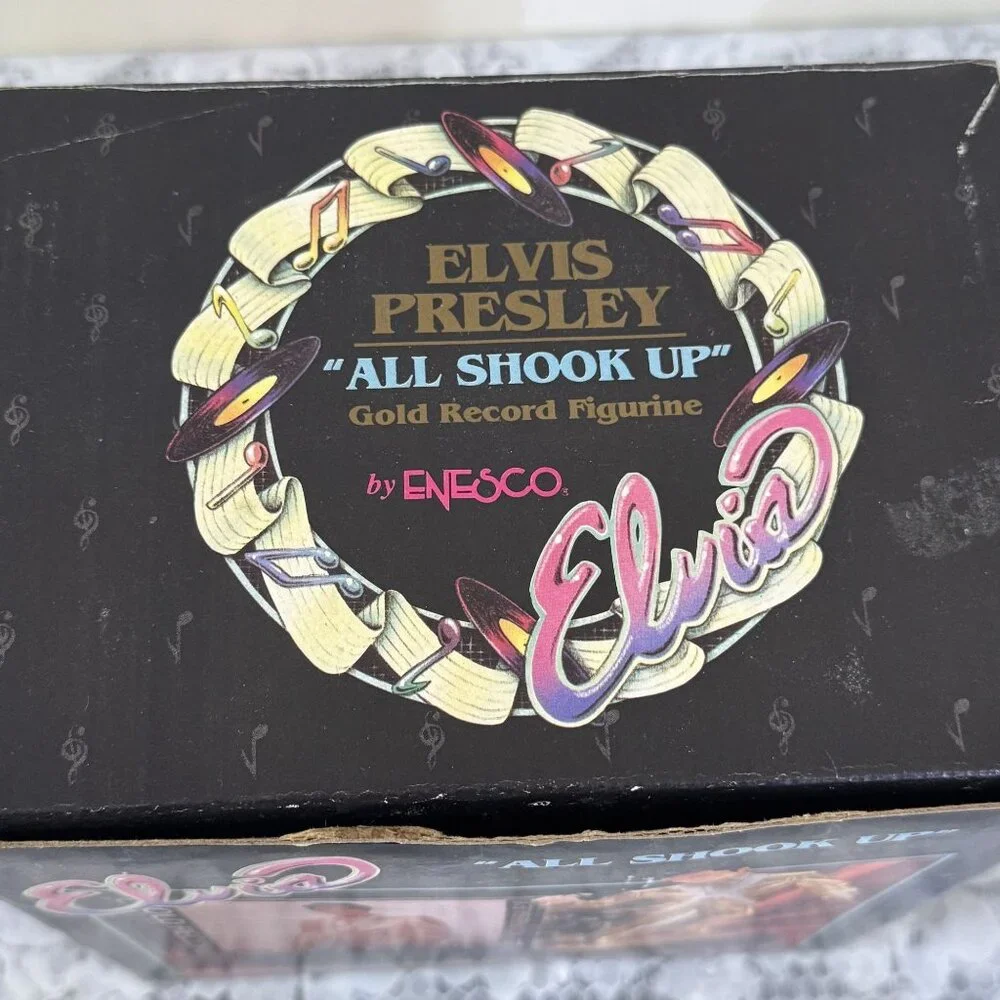 Vintage 1993 Elvis Presley Collection All shook up Gold Record Figurine Enesco